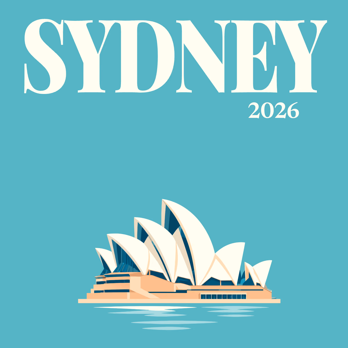 Sydney illustrated square photo book cover with the Opera House artwork