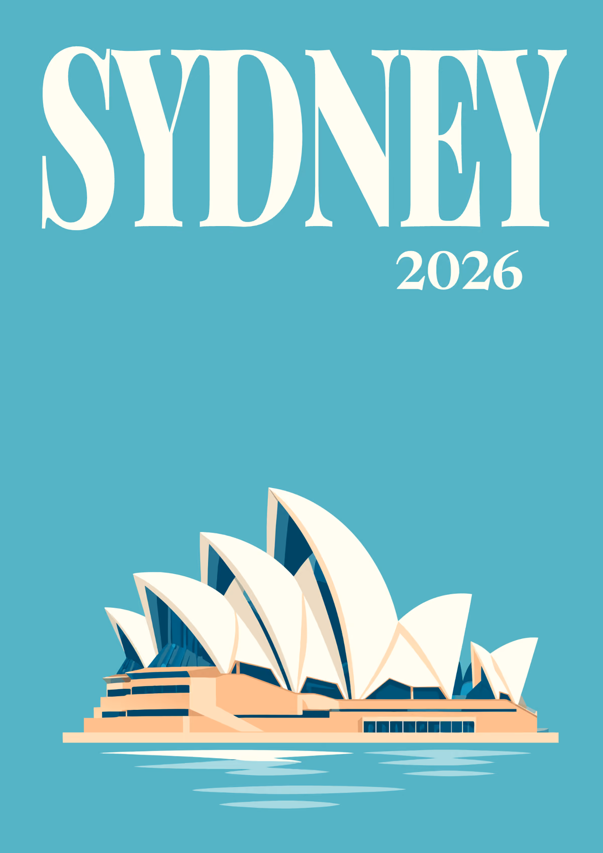 Sydney illustrated travel photo book cover with the Opera House artwork