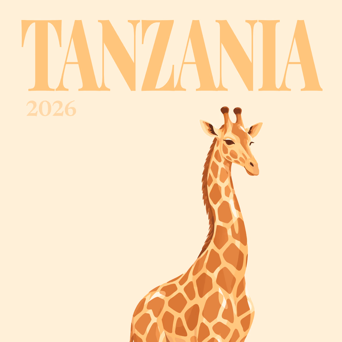 Tanzania illustrated square photo book cover with the giraffe artwork