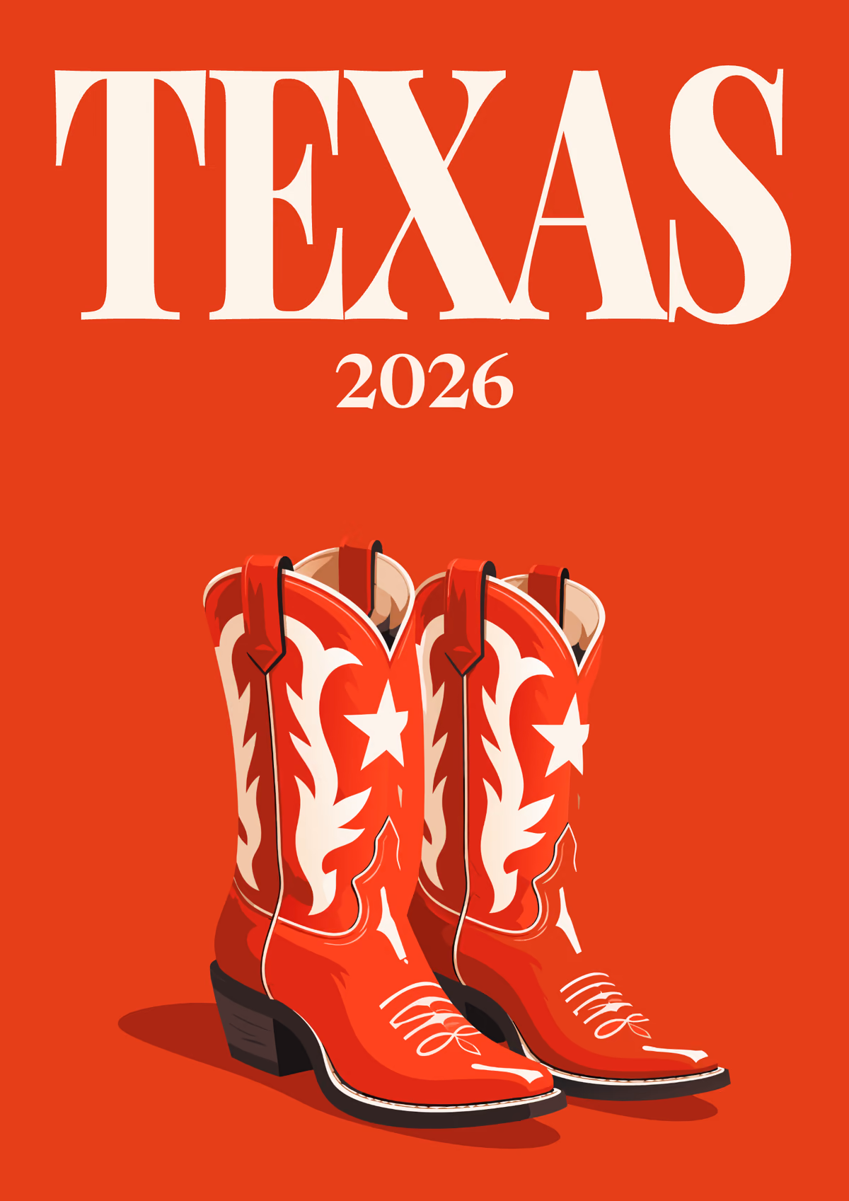 Texas illustrated travel photo book cover with the red boots artwork