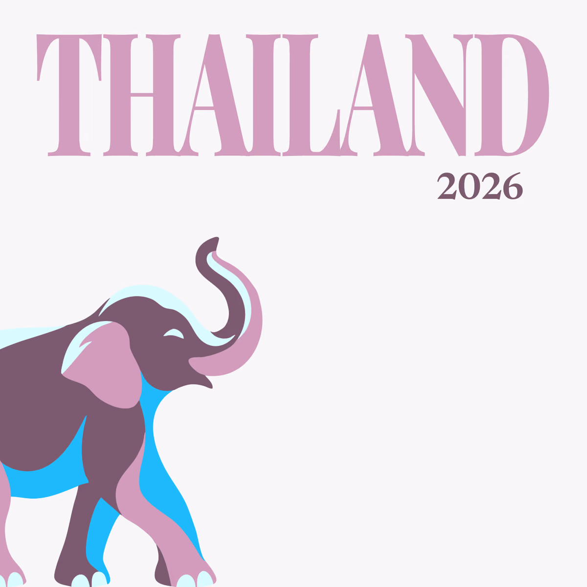 Thailand illustrated square photo book cover with an elephant on white