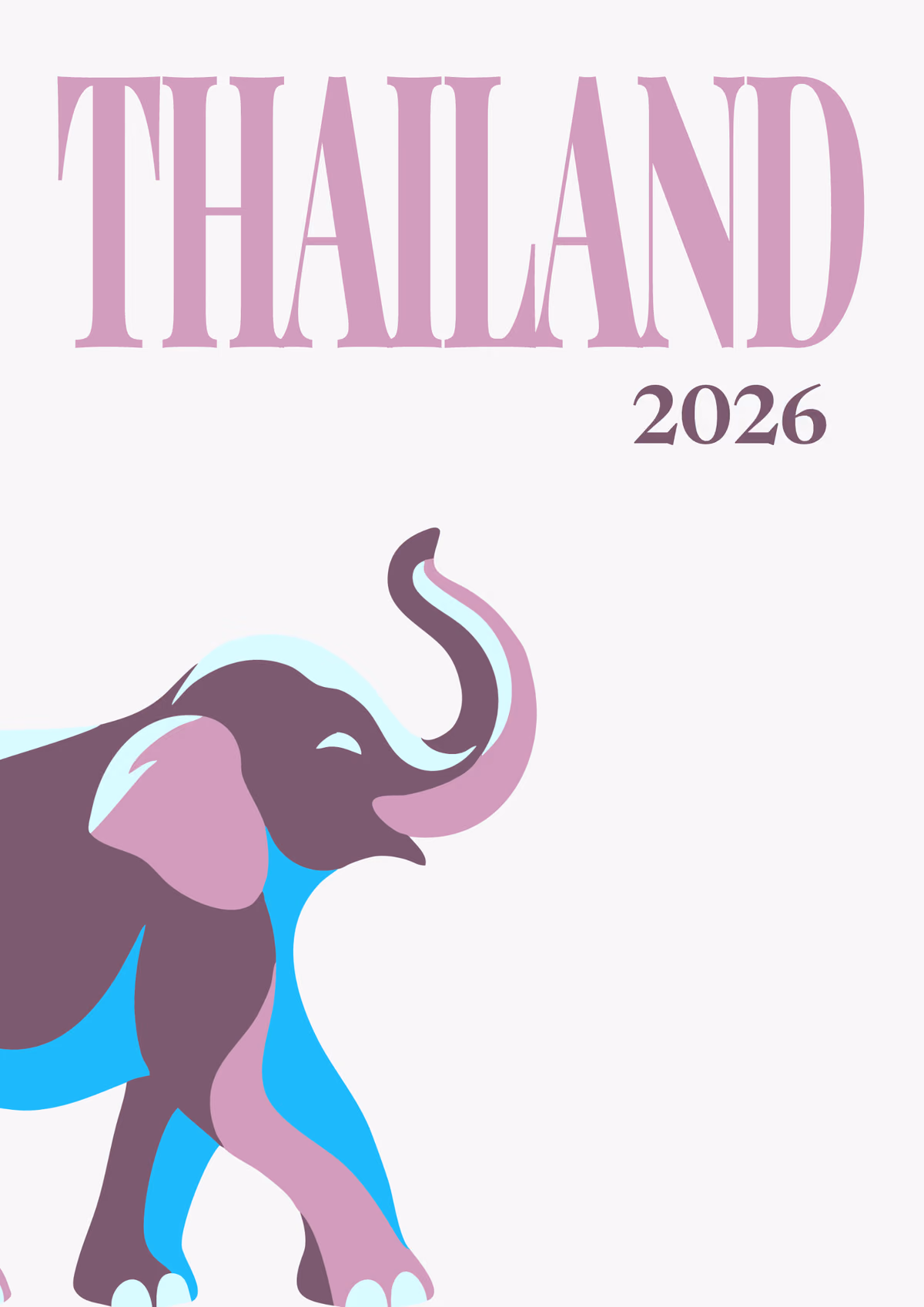 Thailand illustrated travel photo book cover with an elephant on white