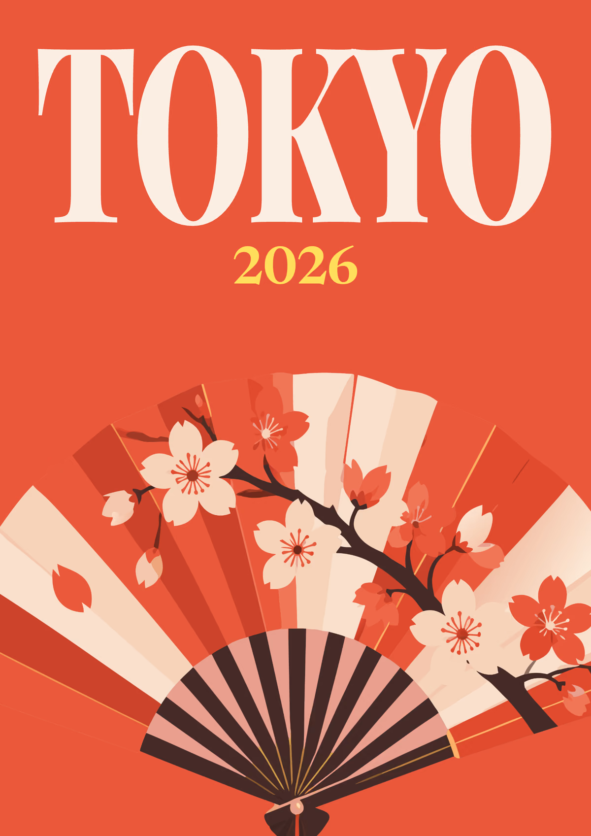 Tokyo illustrated travel photo book cover with the sakura fan artwork
