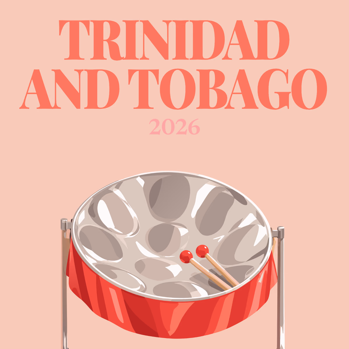 Trinidad and Tobago illustrated square photo book cover with the steelpan artwork