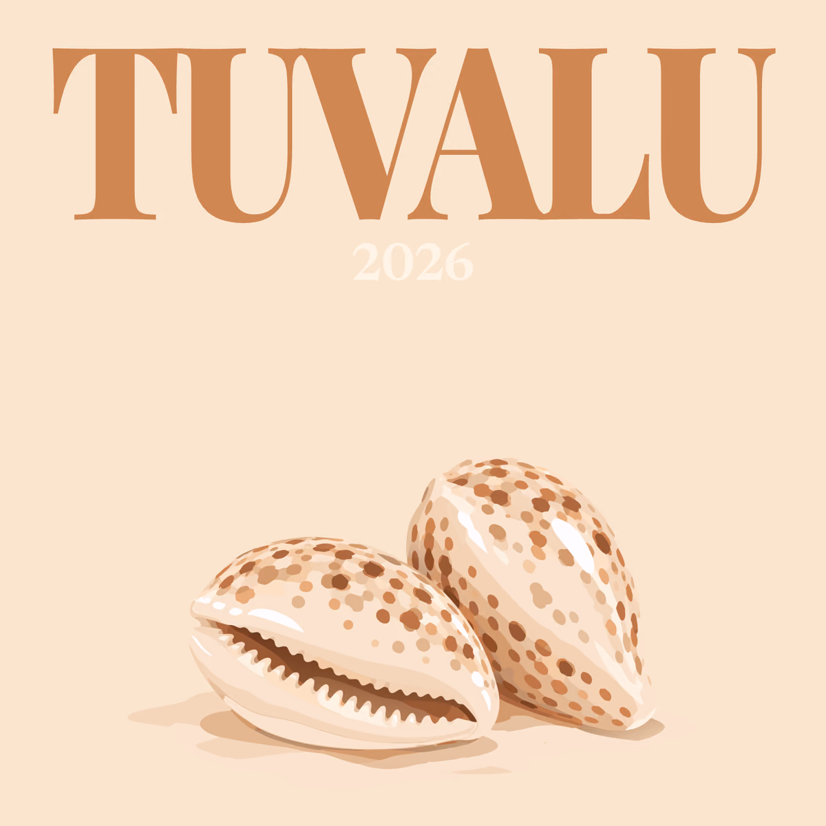 Tuvalu illustrated square photo book cover with the cowrie shells artwork