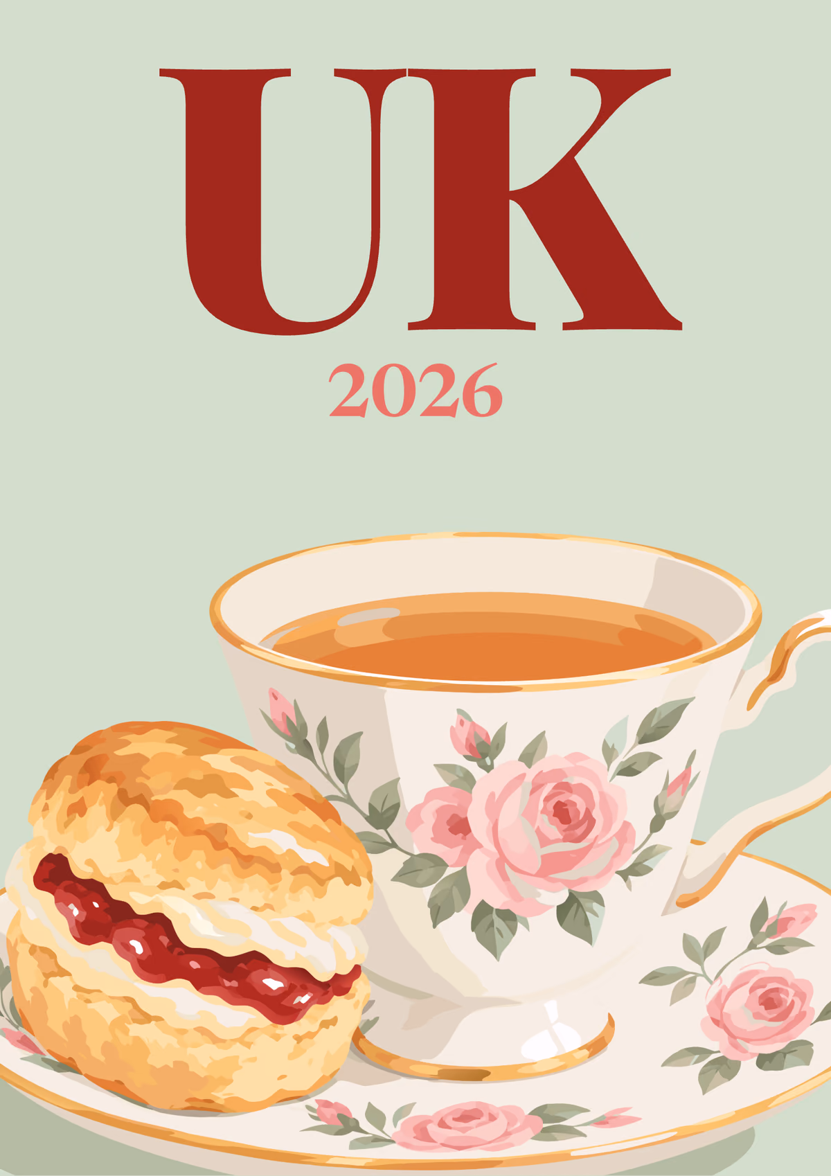 UK illustrated travel photo book cover with the afternoon tea artwork