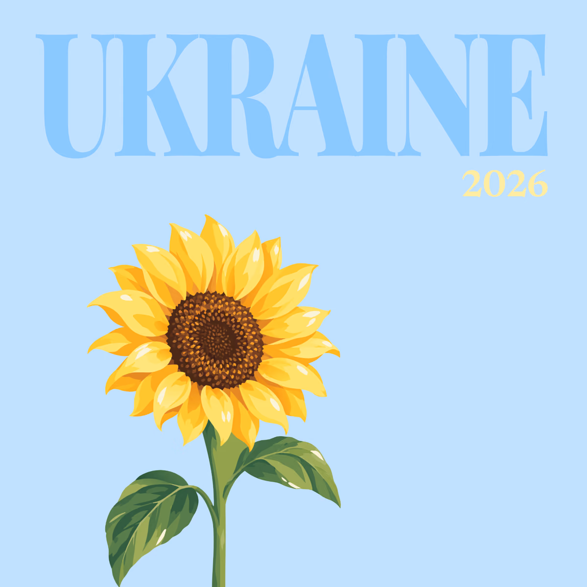 Ukraine illustrated square photo book cover with the sunflower artwork