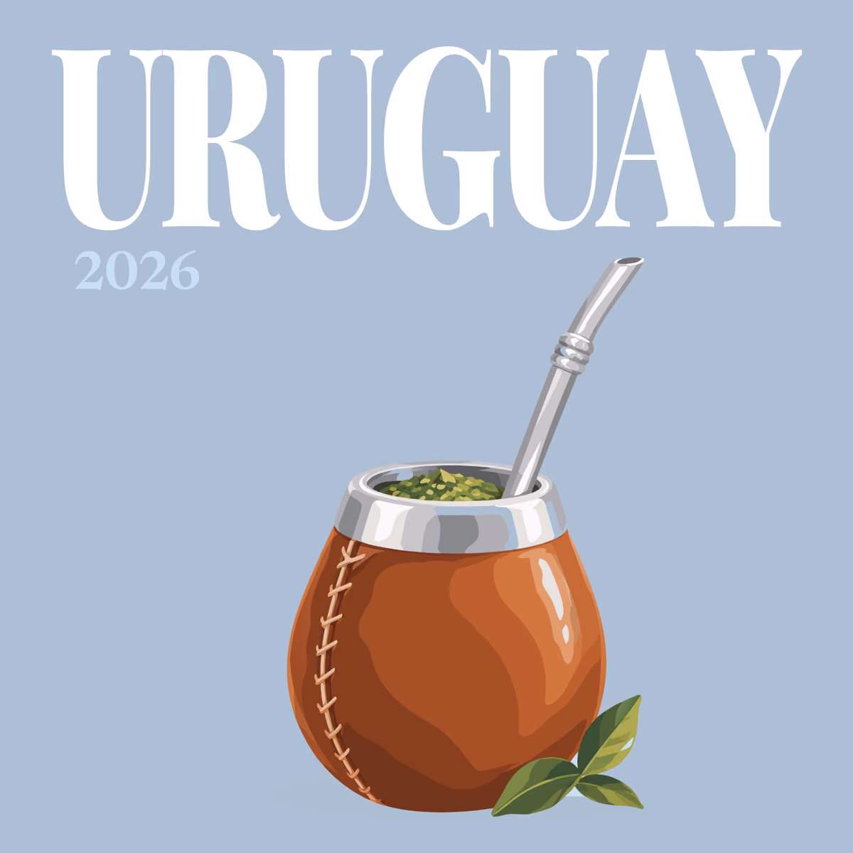 Uruguay illustrated square photo book cover with the mate gourd artwork