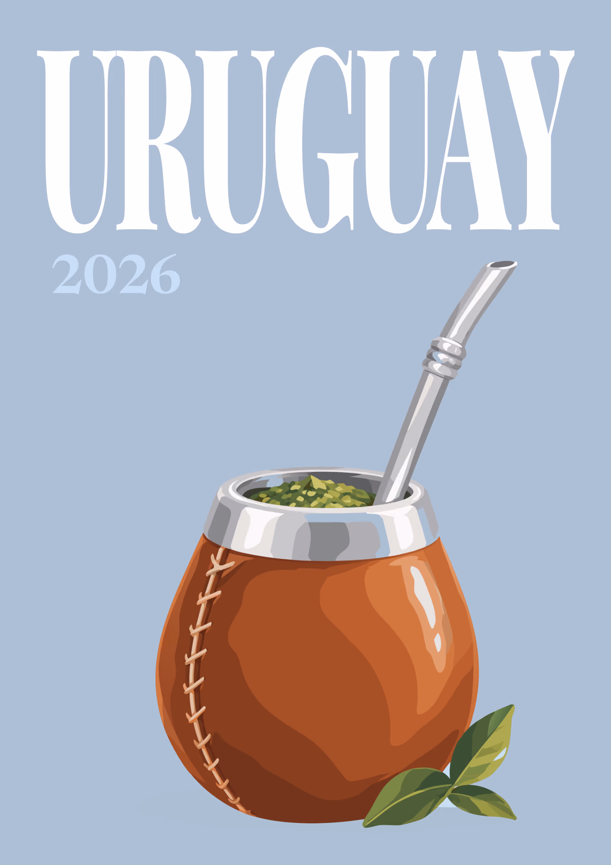 Uruguay illustrated travel photo book cover with the mate gourd artwork