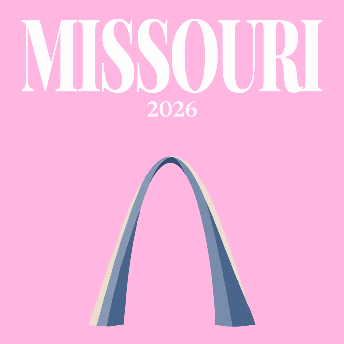 Missouri illustrated square photo book cover with the Gateway Arch on pink