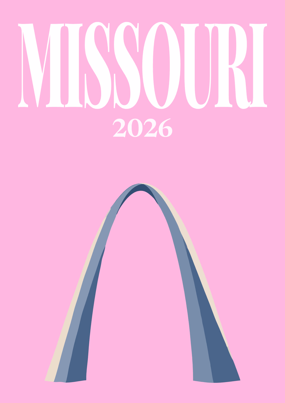 Missouri illustrated travel photo book cover with the Gateway Arch on pink