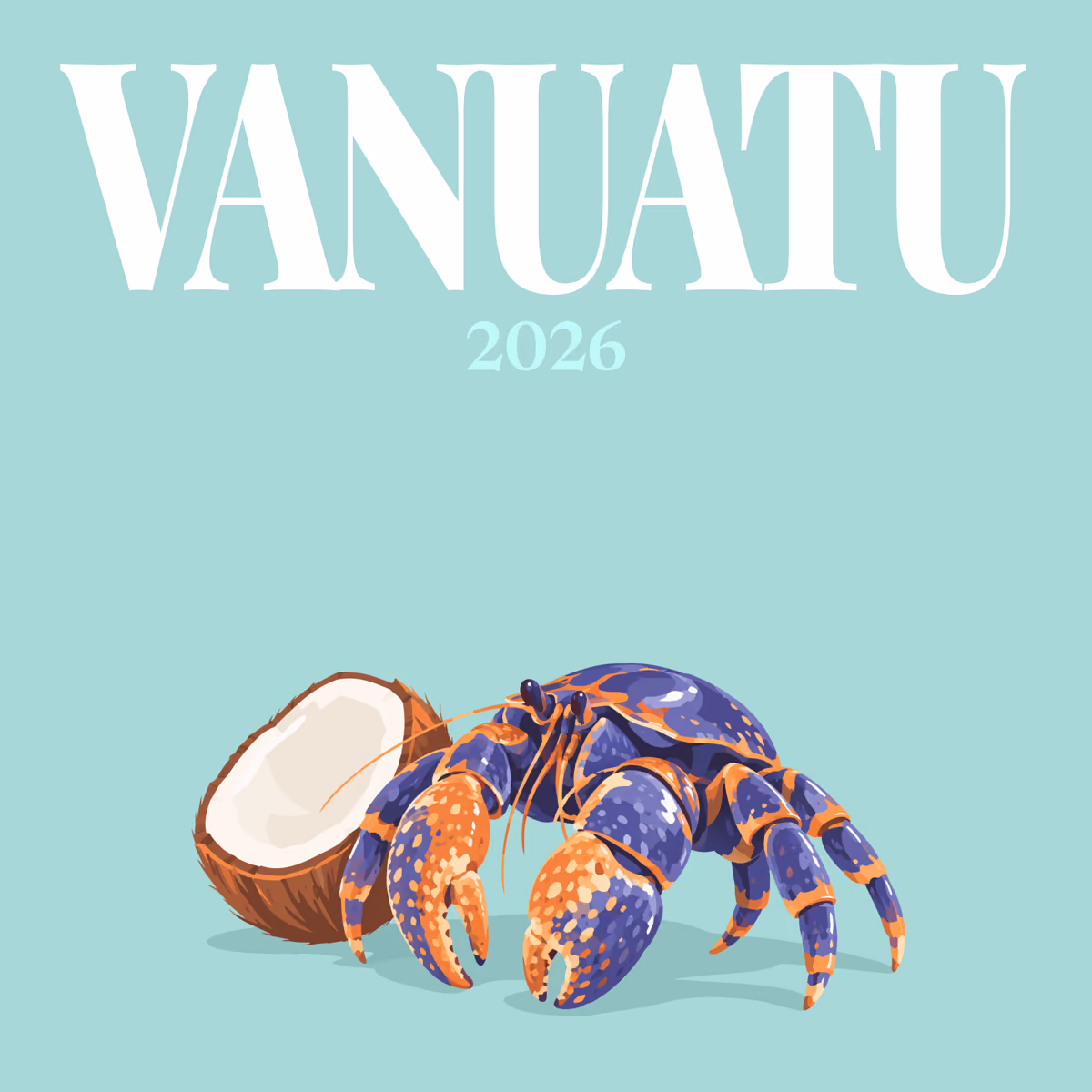 Vanuatu illustrated square photo book cover with the coconut crab artwork