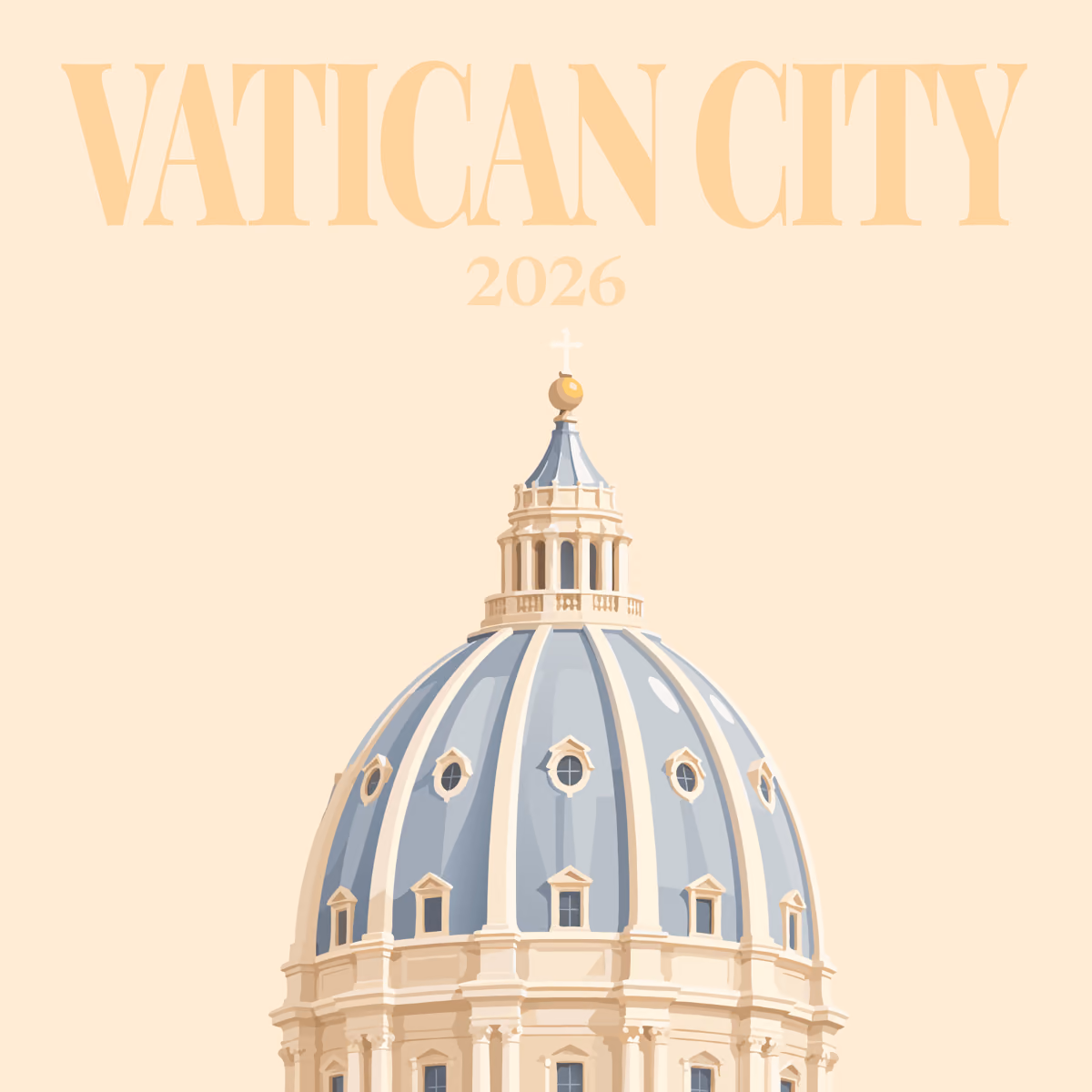 Vatican City illustrated square photo book cover with the St Peter's dome artwork