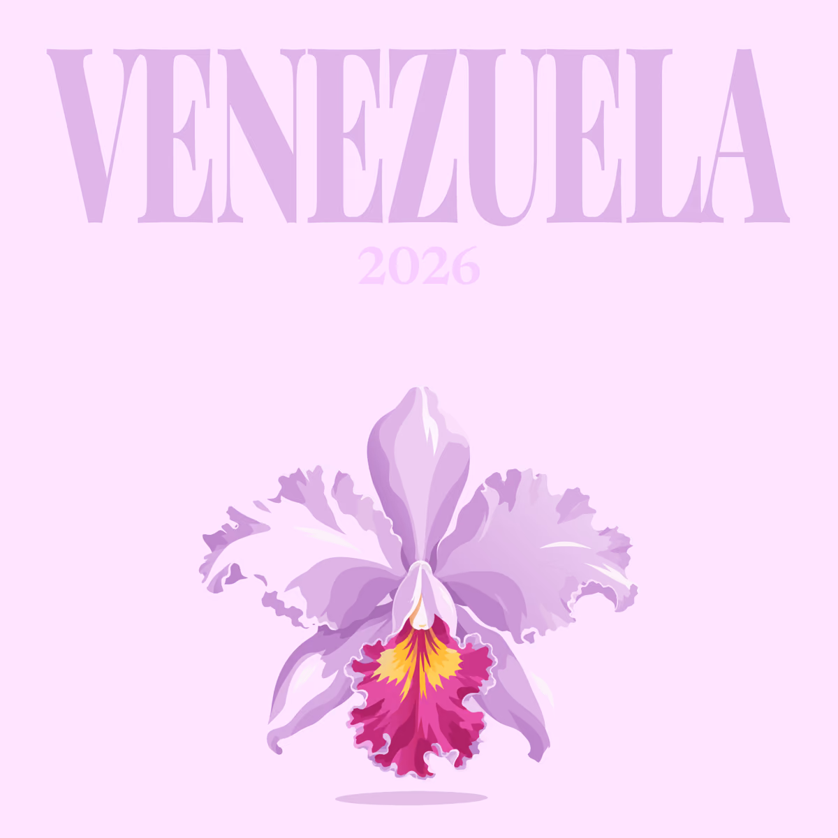 Venezuela illustrated square photo book cover with the flor de mayo orchid artwork