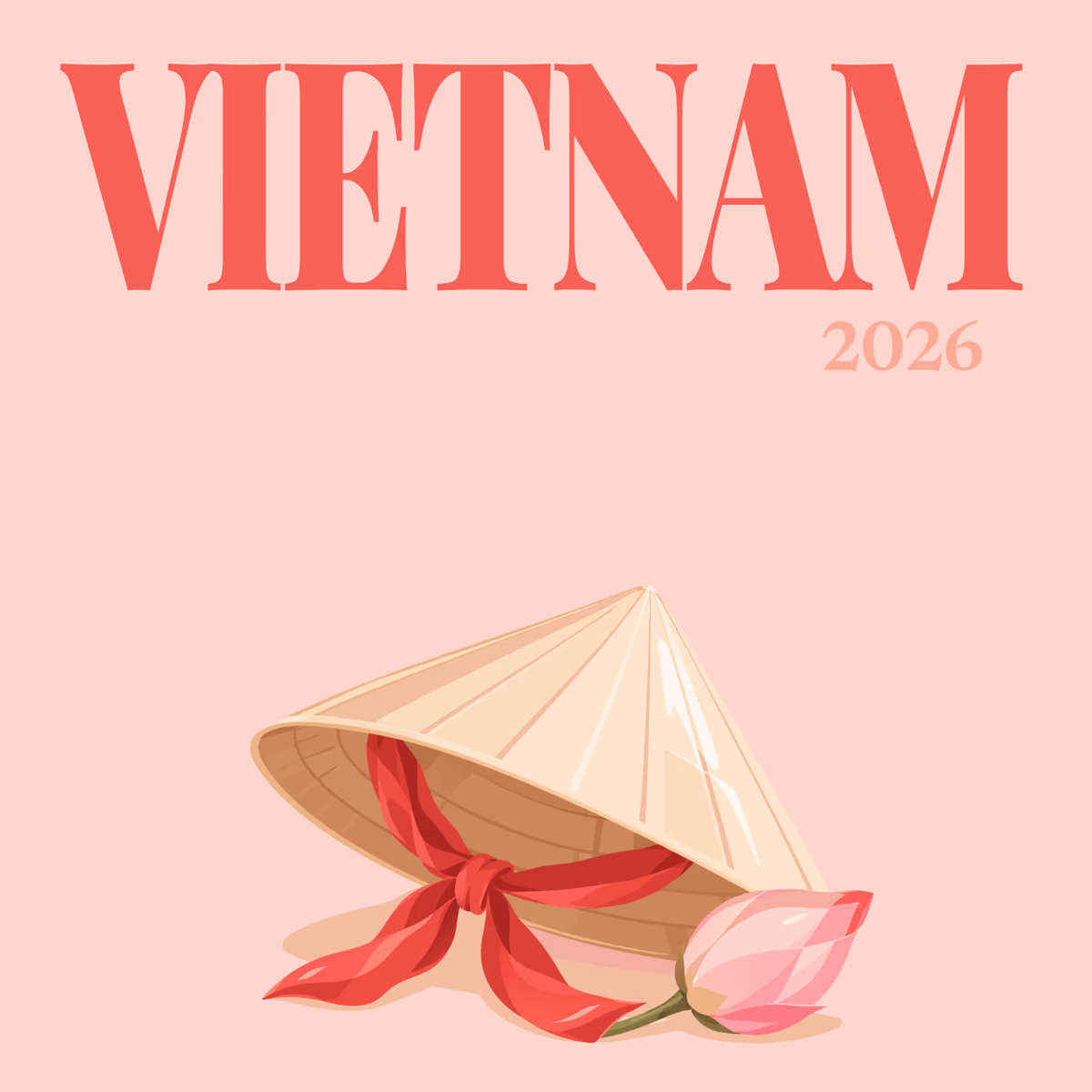 Vietnam illustrated square photo book cover with the conical hat artwork