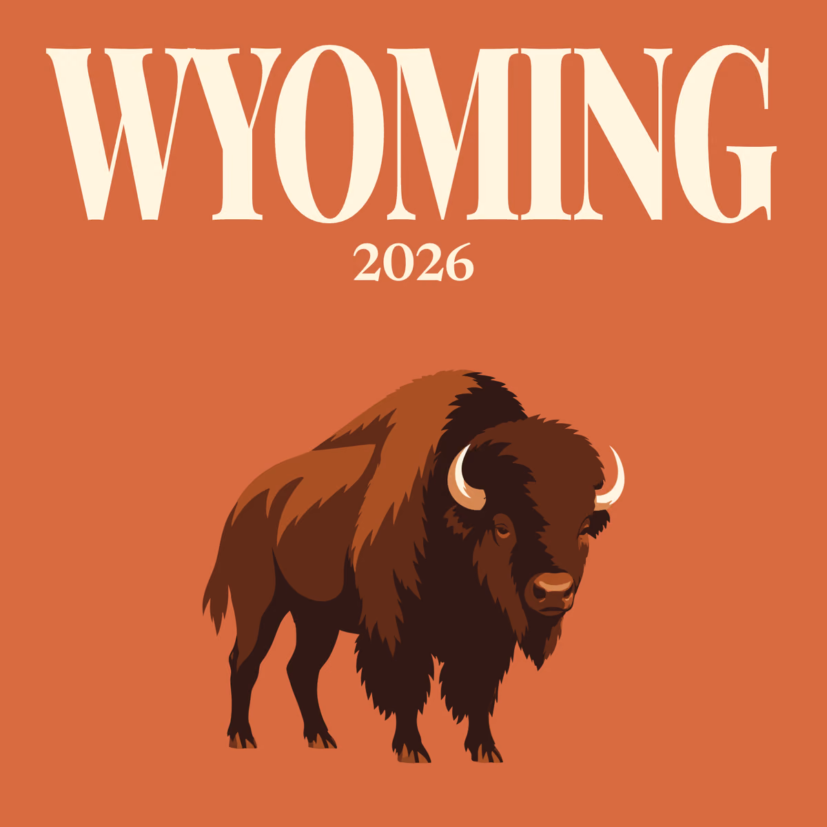 Wyoming illustrated square photo book cover with the bison artwork