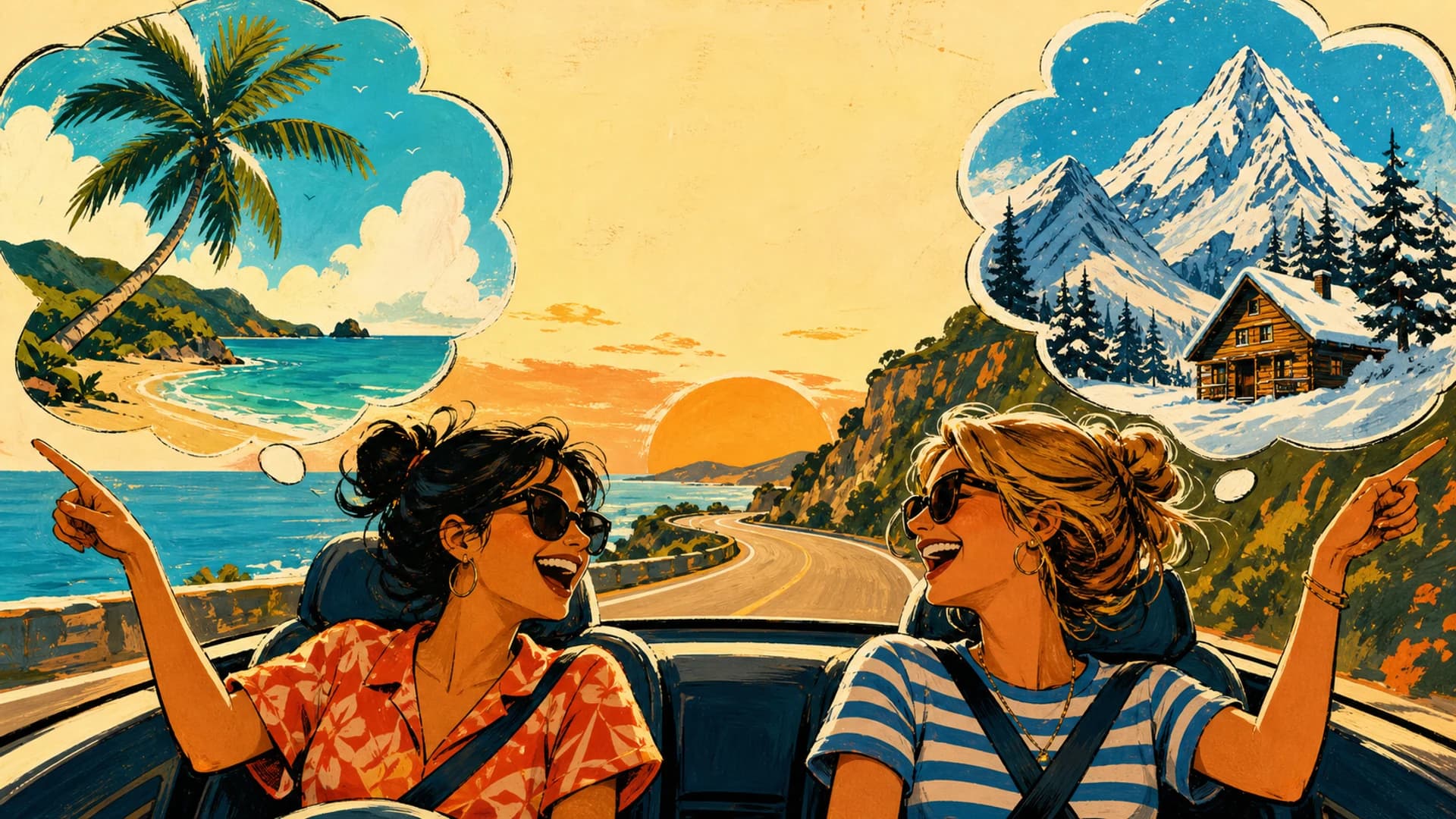 Illustrated Road Trip Would You Rather conversation game