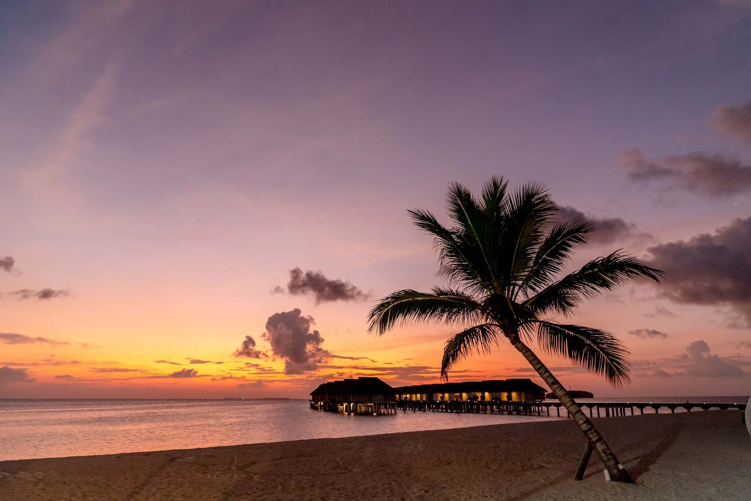 Sunset over a tropical travel destination