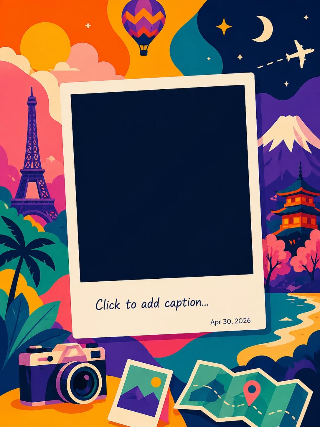 Polaroid Frame Generator for uploading a travel photo and downloading a Polaroid style print