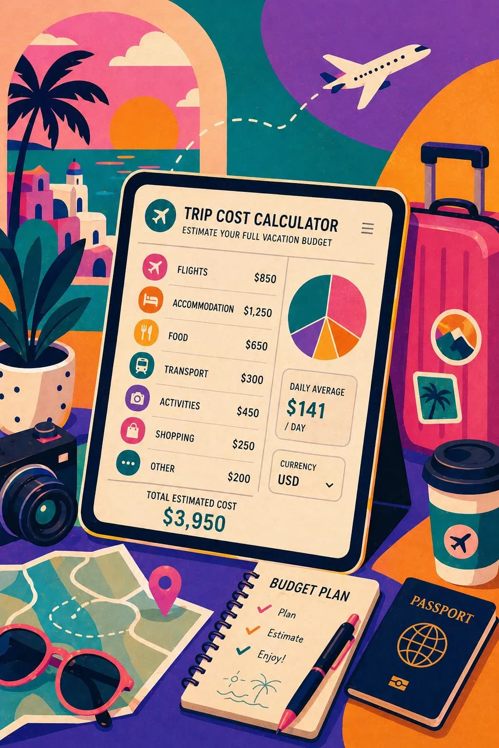 Trip Cost Calculator travel budget tool for estimating full vacation costs by destination