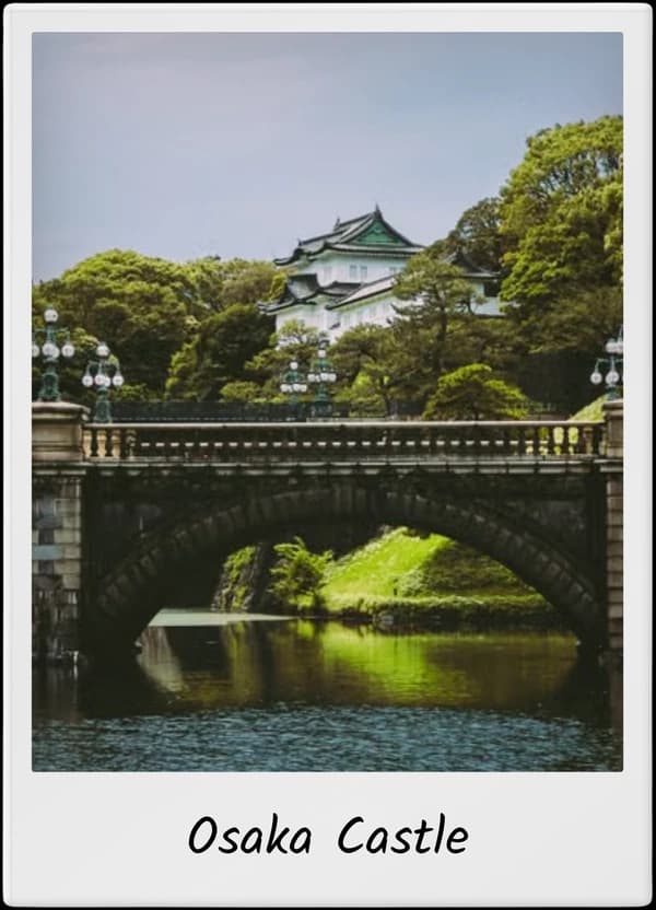 Osaka Castle picture converted into a Polaroid