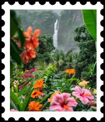 TripMemo digital travel book memory stamp from a tropical Rio garden