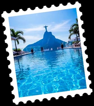 TripMemo digital travel book memory stamp from a Rio swimming pool