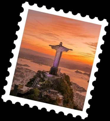 TripMemo digital travel book memory stamp from a Rio sunset