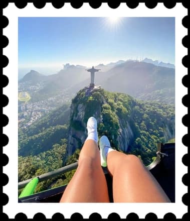 TripMemo digital travel book memory stamp from a Rio mountain viewpoint