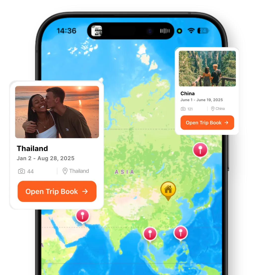 TripMemo travel map with photos and pins