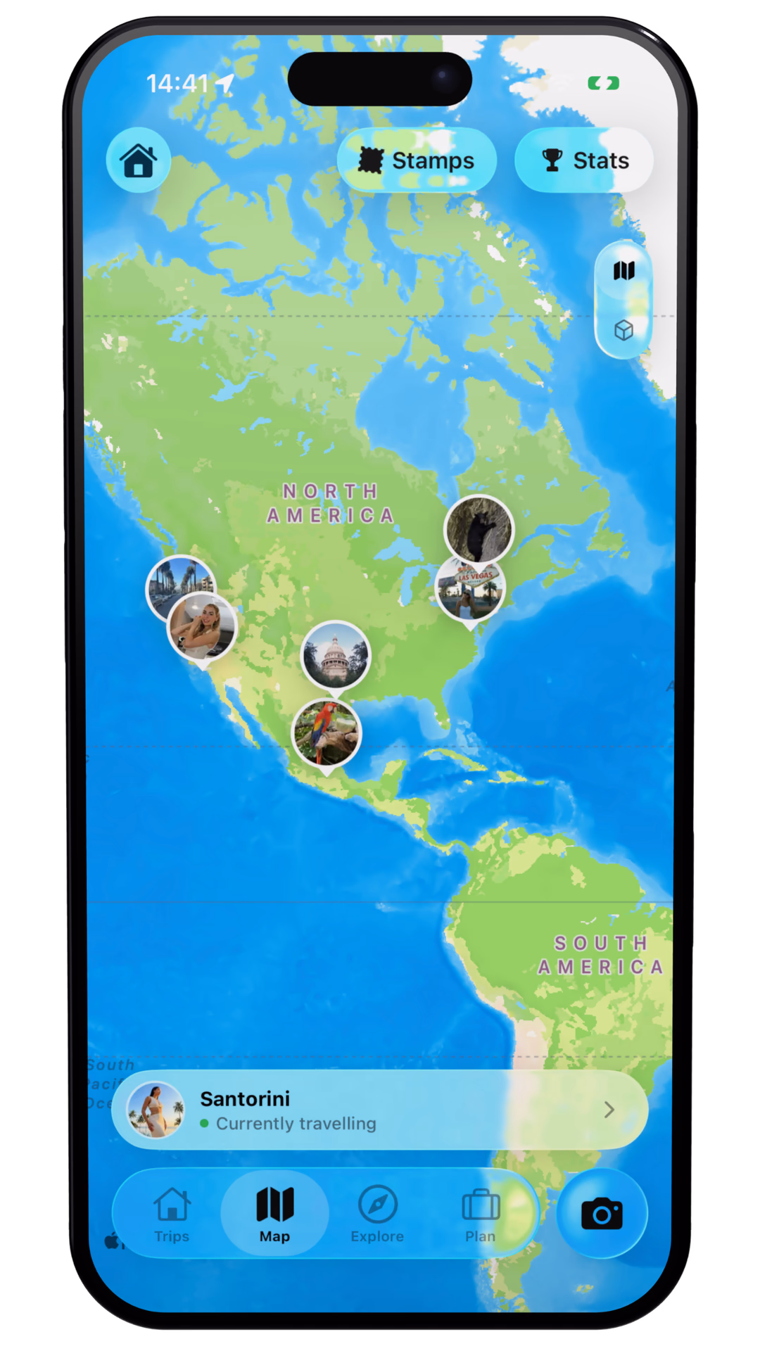 TripMemo photo travel map on iPhone