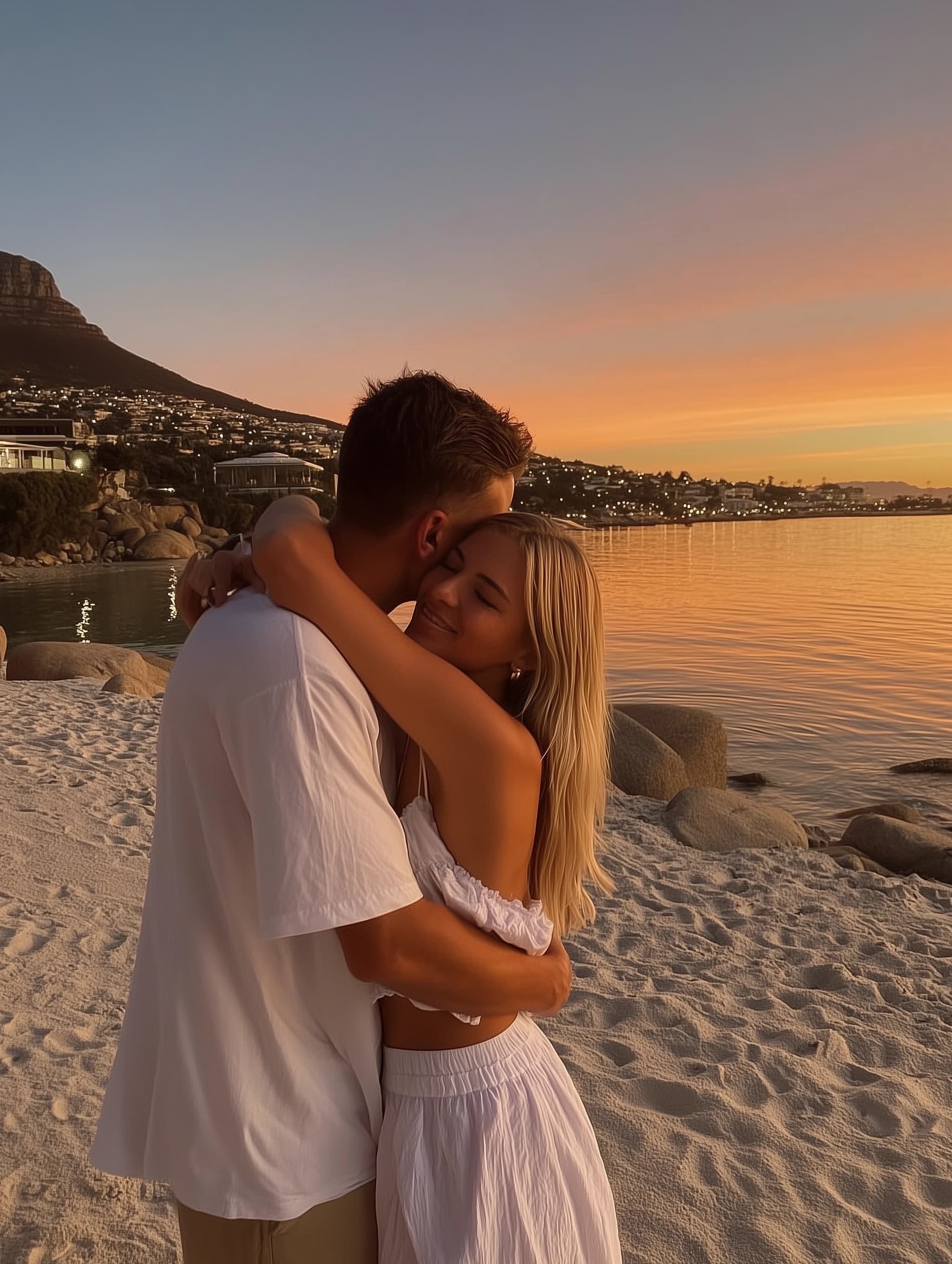 Couple sharing a quiet beach moment