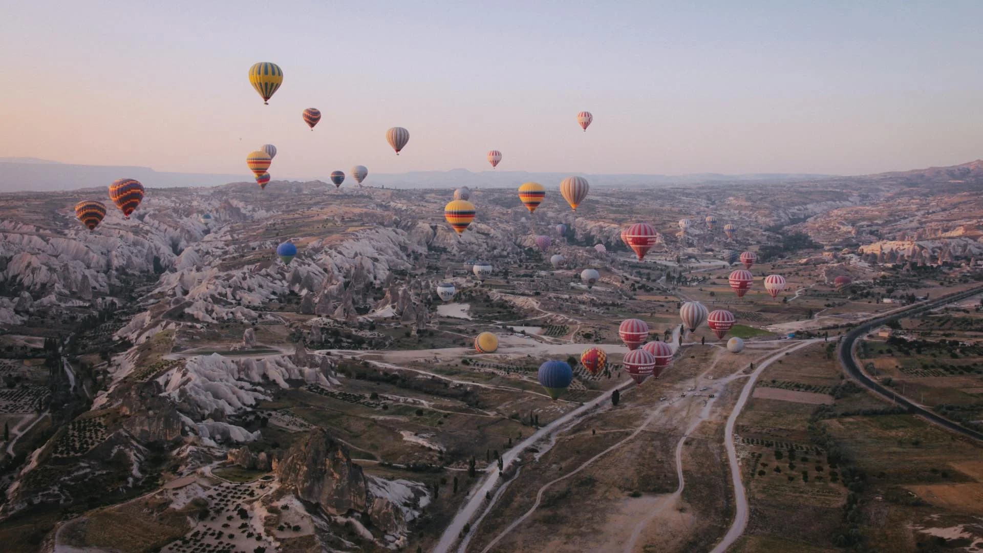 Beautiful Cappadocia hot air balloons at sunrise