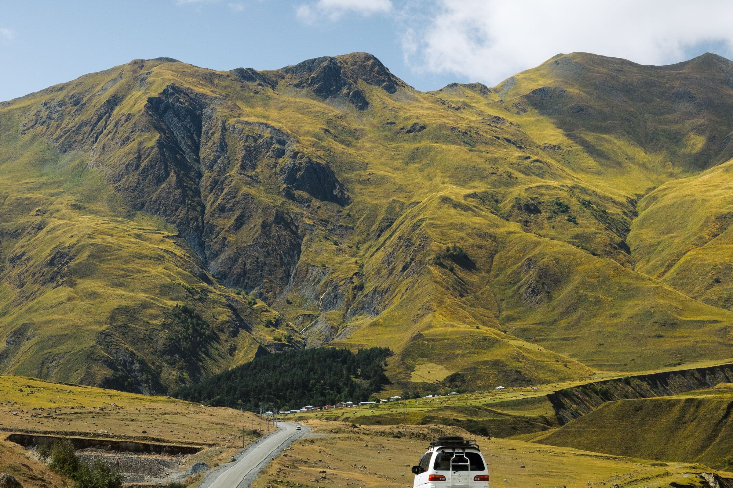 Car following a remote mountain road