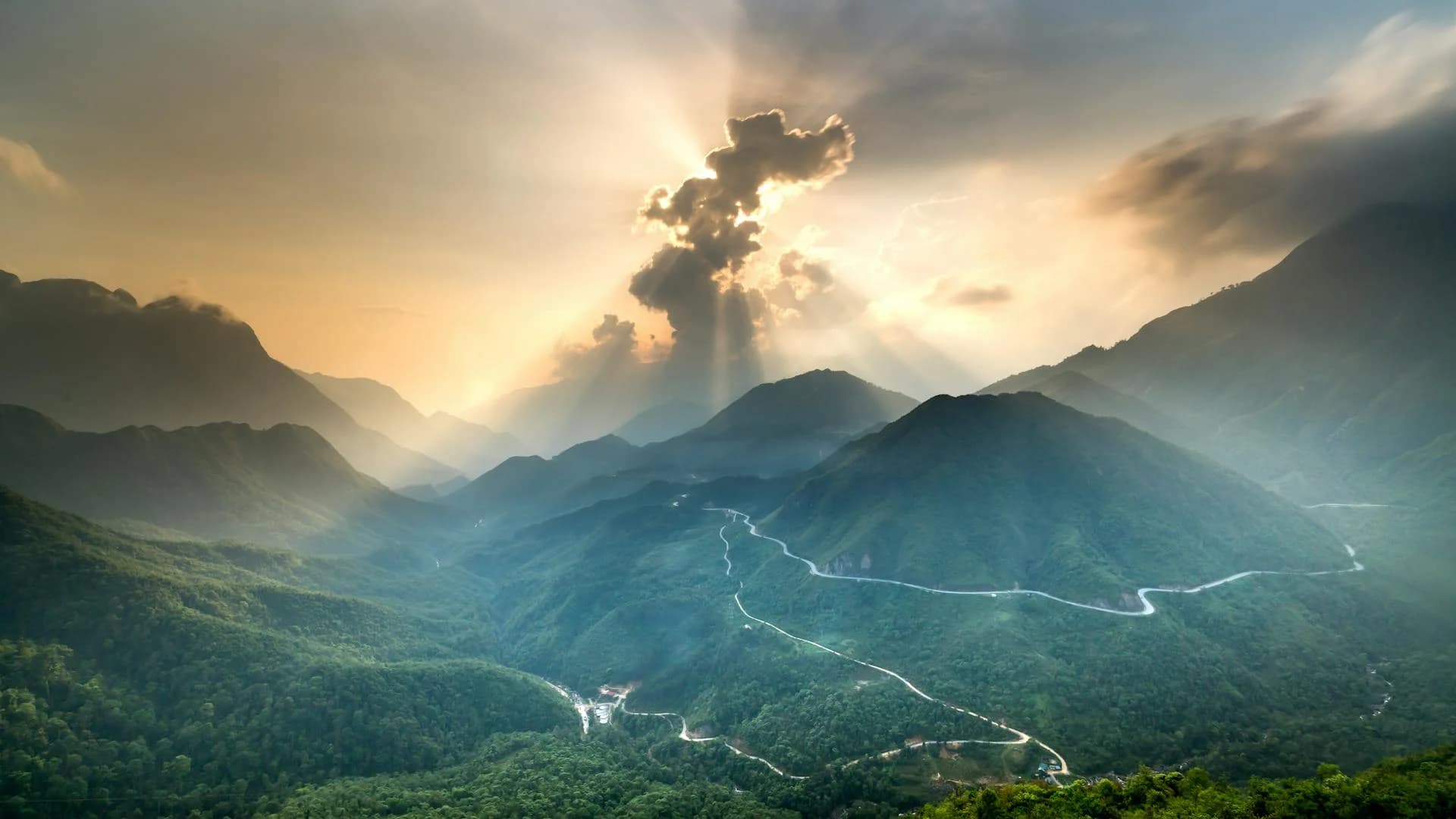 Vietnam rice terraces and lanterns