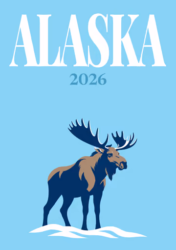 Alaska illustrated travel photo book cover with the moose artwork