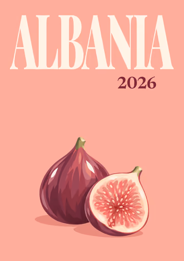 Albania illustrated travel photo book cover with the figs artwork