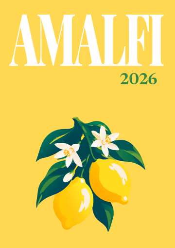 Amalfi illustrated travel photo book cover with the lemons and blossom artwork