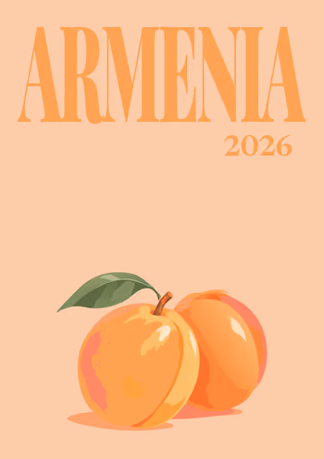 Armenia illustrated travel photo book cover with the apricots artwork