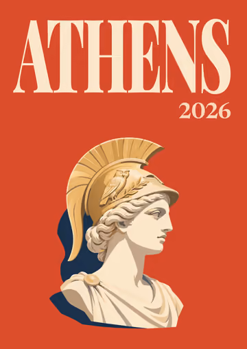 Athens illustrated travel photo book cover with the Athena bust artwork