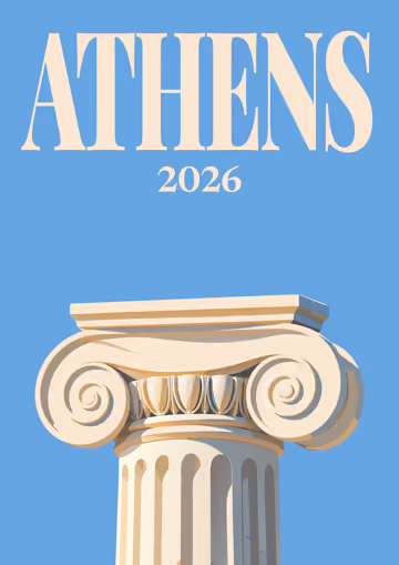 Athens illustrated travel photo book cover with the ionic capital artwork