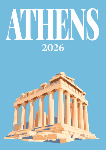 Athens illustrated travel photo book cover with the Parthenon artwork