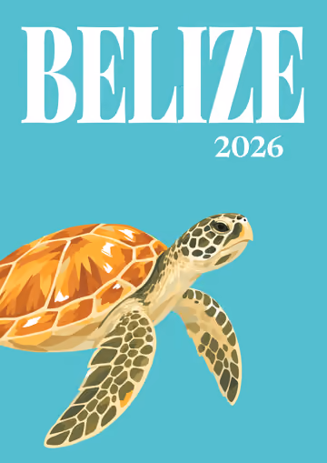Belize illustrated travel photo book cover with the sea turtle artwork
