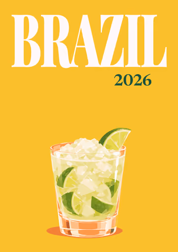 Brazil illustrated travel photo book cover with the caipirinha artwork