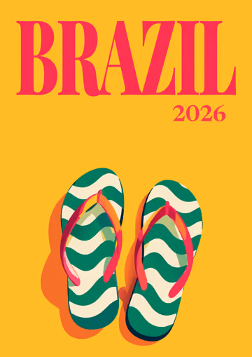 Brazil illustrated travel photo book cover with the flip-flops artwork