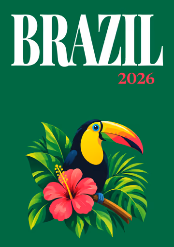 Brazil illustrated travel photo book cover with the toucan artwork in green