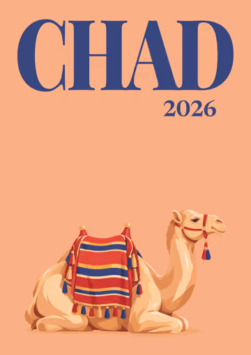 Chad illustrated travel photo book cover with the camel artwork