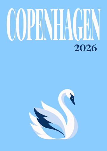 Copenhagen illustrated travel photo book cover with the swan artwork