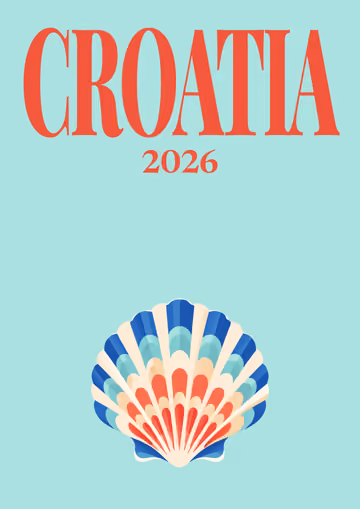 Croatia illustrated travel photo book cover with the shell artwork