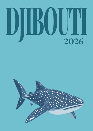 Djibouti illustrated travel photo book cover with the whale shark artwork